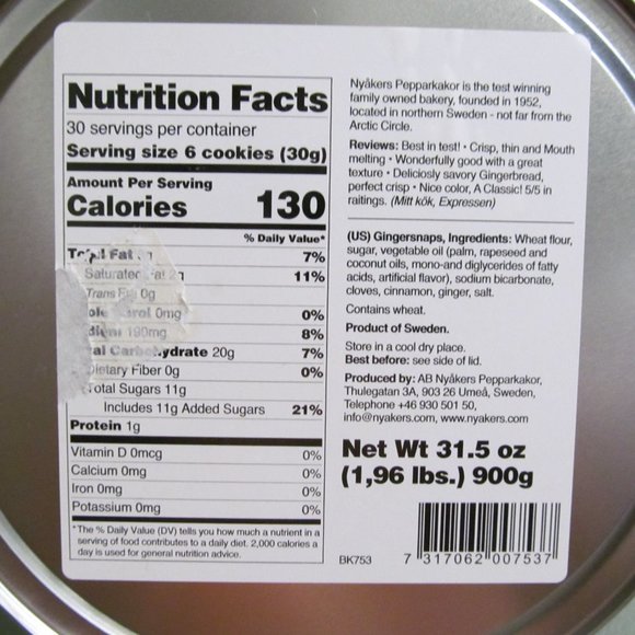 Nyåkers Pepparkakor Swedish Cookie Tin Tan Green Blue Floral - Picture 15 of 15